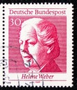 Postage stamp printed in Germany shows Helene Weber, 50 Years of Women`s Suffrage serie, circa 1969 Royalty Free Stock Photo