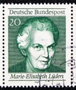 Postage stamp printed in Germany shows Marie-Elizabeth Luders, 50 Years of Women`s Suffrage serie, circa 1969 Royalty Free Stock Photo