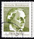 Postage stamp printed in Germany shows Marie Juchacz, 50 Years of Women`s Suffrage serie, circa 1969 Royalty Free Stock Photo