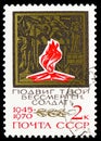 Postage stamp printed in Soviet Union shows Eternal Flame (Tomb of the Unknown Soldier, Moscow