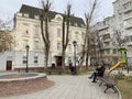 Moscow, Russia, December, 21, 2019. Potapovsky lane, 16/5. House of the clergy of the Church of the assumption of the blessed virg