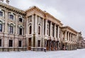 A replica of old houses on a city street on the territory of the museum of the Mosfilm film concern.. Moscow, Russia.