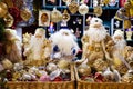 MOSCOW, RUSSIA - DECEMBER 24, 2014: Santa Claus dolls and glass