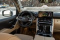 MOSCOW, RUSSIA - DECEMBER 11, 2021 Toyota Land Cruiser 300 J300, interior view. Royalty Free Stock Photo