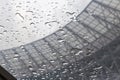 Moscow, Russia - 05.19.2018. Drops of rain on the roof above tribunes of the Luzhniki Stadium, which was reconstructed before FIFA Royalty Free Stock Photo