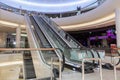 Moscow, Russia, 20/02/2020: Empty escalator in a modern beautiful entertainment shopping center