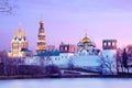 Moscow, Russia ensemble of the Novodevichy convent in winter.