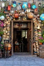 Entrance to the pub is decorated with books and various vintage things