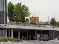 Zaryadye concert hall with a view of the Znamensky Cathedral