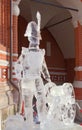 Moscow, Russia, Exhibition of ice sculptures at St. Basil`s Cathedral. Czar Alexander I.