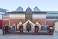 Facade of the Tretyakov Gallery with a monument to Pavel Tretyakov