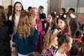 Moscow, Russia - 04.18.2021: Fashion week kids backstage stylist for defile
