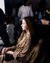 Moscow, Russia - 04.18.2021: Fashion week kids backstage stylist for defile