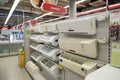 Moscow, Russia - February 02. 2016. Air conditioning equipment in Eldorado is large chain stores selling electronics Royalty Free Stock Photo