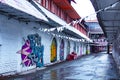 Moscow, Russia - February 23, 2022 : bright streets on the opening day in Izmailovo. The iconic complex Kremlin in