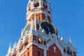 Moscow, Russia - February 01, 2018: Chimes of the Spasskaya Tower of Moscow Kremlin closeup. Moscow Kremlin in winter Royalty Free Stock Photo