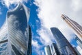 High-rise mirror towers of modern office buildings business center of Moscow City, Royalty Free Stock Photo