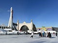 Moscow, Russia, February, 20, 2024. Ice rink at VDNKH in sunny weather in February 2024. Russia,