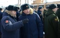 Officers of the Russian armed forces on the platform of the Kazan station in Moscow