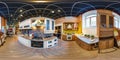 MOSCOW, RUSSIA - FEBRUARY 17, 2013: Panorama interior modern furniture kitchen store. Full spherical 360 by 180 degrees seamless Royalty Free Stock Photo