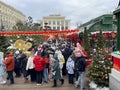 Moscow, Russia, February, 11, 2024. People walking along Tverskaya Square in Moscow during the Chinese New Year