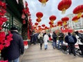 Moscow, Russia, February, 11, 2024. People walking along Tverskaya Square in Moscow during the Chinese New Year Royalty Free Stock Photo