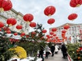 Moscow, Russia, February, 11, 2024. People walking along Tverskaya Square in Moscow during the Chinese New Year Royalty Free Stock Photo