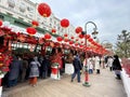 Moscow, Russia, February, 11, 2024. People walking along Tverskaya Square in Moscow during the Chinese New Year Royalty Free Stock Photo