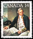 Postage stamp printed in Canada shows Capitain Cook Nathaniel Dance, Bicentenary of Cook`s Third Voyage serie, circa 1978