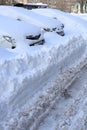 Moscow. Russia. 02/20/2021. Profsoyuznaya Street. Cars covered with snow. snowfall Royalty Free Stock Photo