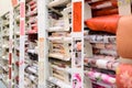 MOSCOW, RUSSIA - FEBRUARY 15, 201: roll of wallpaper in Leroy Merlin Store. Leroy Merlin is a French home-improvement and