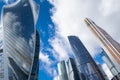 Skyscrapers modern architecture office building with clouds in blue sky, high tech style of Royalty Free Stock Photo