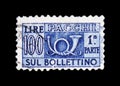 Posthorn, 100 Lires, Parcel Stamps serie, circa 1955