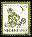 Child and animals, Children Stamps serie, circa 1950