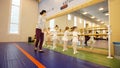 Moscow,Russia - February 09, 2019. Teacher trains young ballerinas at studio