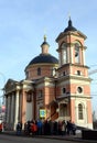 Tourists at the Church of St. great Martyr Barbara on Varvarka street in Moscow. Royalty Free Stock Photo