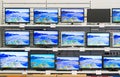 Moscow, Russia - February 02. 2016. TV in Eldorado is large chain stores selling electronics Royalty Free Stock Photo