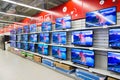 Moscow, Russia - February 02. 2016. TV in Eldorado is large chain stores selling electronics Royalty Free Stock Photo