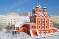 View on Cathedral of the icon of the Mother of God `Sign` of the former Znamensky monastery on winter season