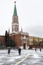 View of Nikolskaya Tower of Kremlin on Red Square in Moscow Royalty Free Stock Photo