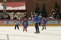 Moscow, Russia - February 20, 2022: World ice hockey champion Alexei Yashin conducts master classes Royalty Free Stock Photo