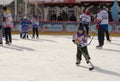 Moscow, Russia - February 20, 2022: World ice hockey champion Alexei Yashin conducts master classes Royalty Free Stock Photo