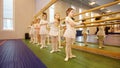 Moscow,Russia - February 09, 2019. Young ballerinas trains at studio