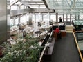 Zone of a restaurant or cafe under the transparent roof of a luxury hotel