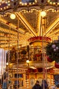 Moscow, Russia, 2020.01.01: Festive carousel on Christmas holidays in the city square. Royalty Free Stock Photo