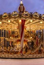 Moscow, Russia, 2020.01.01: Festive carousel on Christmas holidays in the city square. Royalty Free Stock Photo