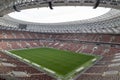 Moscow, Russia - 05.19.2018. Football playing field of the Luzhniki Stadium, which was reconstructed before FIFA World Cup 2018