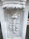 Moscow, Russia, October, 16, 2019. Fragment of floral ornament on the facade of the Church of the Archangel Gabriel, Menshikov tow