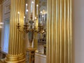 Moscow. Russia. Golden classic interior in an old big castle. royal museum interior