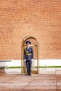 Moscow, Russia, 08/06/2019: A guard at the Kremlin wall.